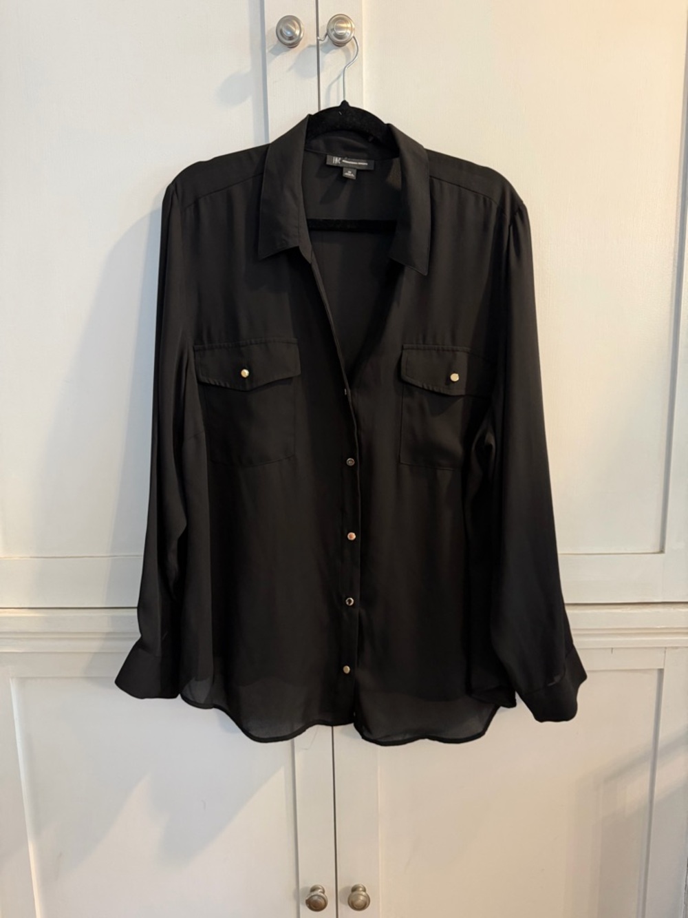 INC International Concepts Black Blouse Top
